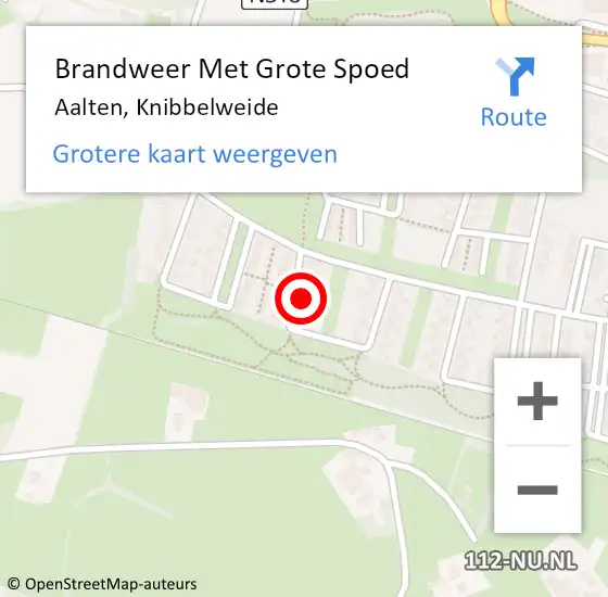 Locatie op kaart van de 112 melding: Brandweer Met Grote Spoed Naar Aalten, Knibbelweide op 21 augustus 2022 19:14