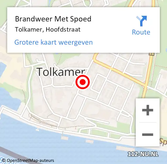 Locatie op kaart van de 112 melding: Brandweer Met Spoed Naar Tolkamer, Hoofdstraat op 21 augustus 2022 19:30