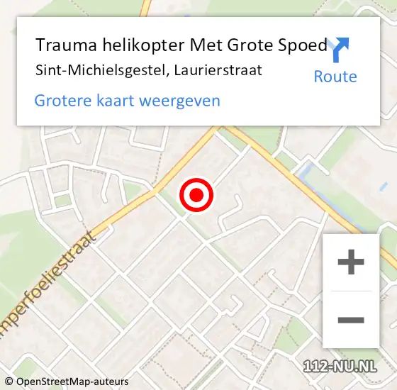 Locatie op kaart van de 112 melding: Trauma helikopter Met Grote Spoed Naar Sint-Michielsgestel, Laurierstraat op 21 augustus 2022 19:32