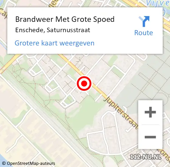 Locatie op kaart van de 112 melding: Brandweer Met Grote Spoed Naar Enschede, Saturnusstraat op 21 augustus 2022 19:33