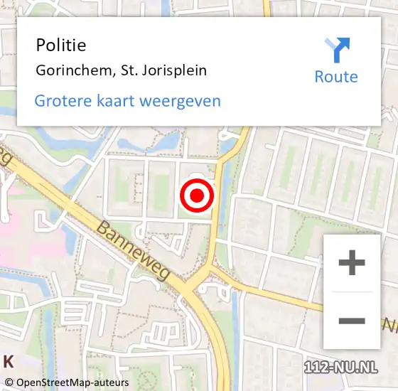 Locatie op kaart van de 112 melding: Politie Gorinchem, St. Jorisplein op 21 augustus 2022 19:37