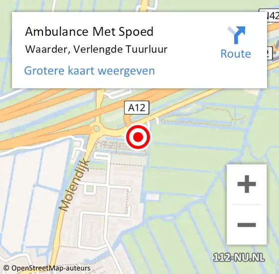 Locatie op kaart van de 112 melding: Ambulance Met Spoed Naar Waarder, Verlengde Tuurluur op 21 augustus 2022 20:06