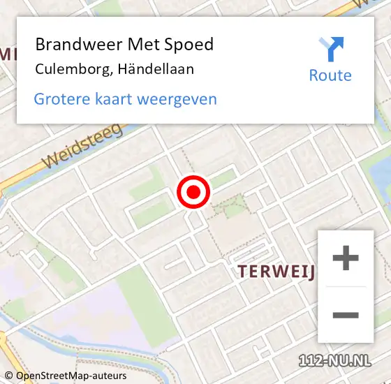 Locatie op kaart van de 112 melding: Brandweer Met Spoed Naar Culemborg, Händellaan op 21 augustus 2022 20:15