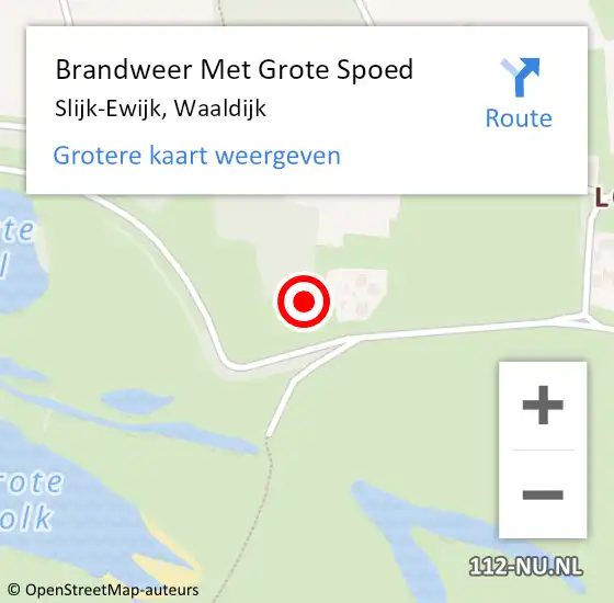 Locatie op kaart van de 112 melding: Brandweer Met Grote Spoed Naar Slijk-Ewijk, Waaldijk op 21 augustus 2022 20:17