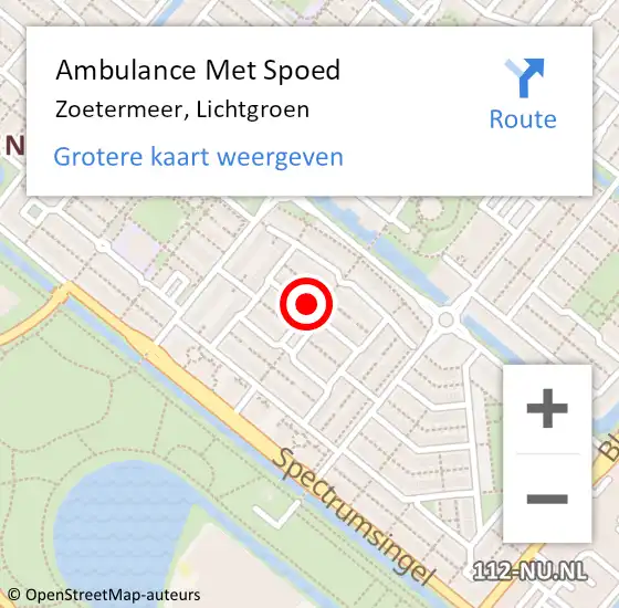 Locatie op kaart van de 112 melding: Ambulance Met Spoed Naar Zoetermeer, Lichtgroen op 21 augustus 2022 20:39