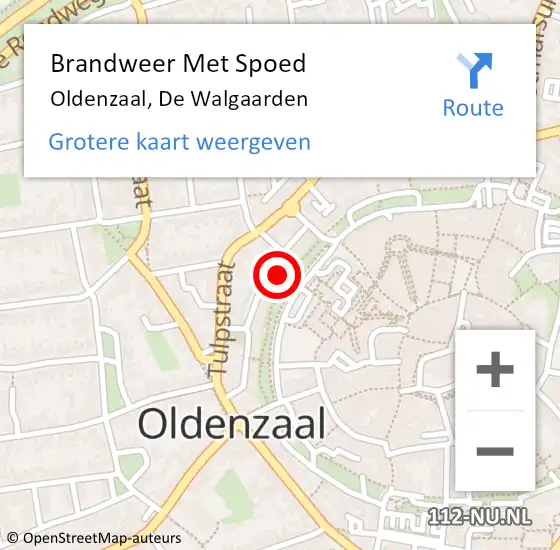 Locatie op kaart van de 112 melding: Brandweer Met Spoed Naar Oldenzaal, De Walgaarden op 21 augustus 2022 20:50