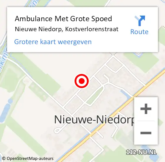 Locatie op kaart van de 112 melding: Ambulance Met Grote Spoed Naar Nieuwe Niedorp, Kostverlorenstraat op 21 augustus 2022 20:50