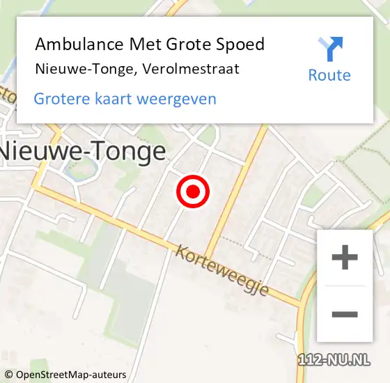 Locatie op kaart van de 112 melding: Ambulance Met Grote Spoed Naar Nieuwe-Tonge, Verolmestraat op 21 augustus 2022 21:03