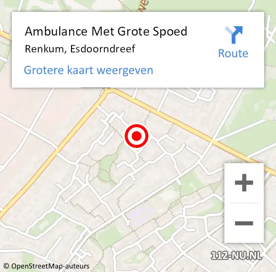 Locatie op kaart van de 112 melding: Ambulance Met Grote Spoed Naar Renkum, Esdoorndreef op 21 augustus 2022 21:48