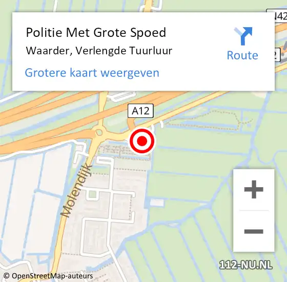 Locatie op kaart van de 112 melding: Politie Met Grote Spoed Naar Waarder, Verlengde Tuurluur op 21 augustus 2022 22:26