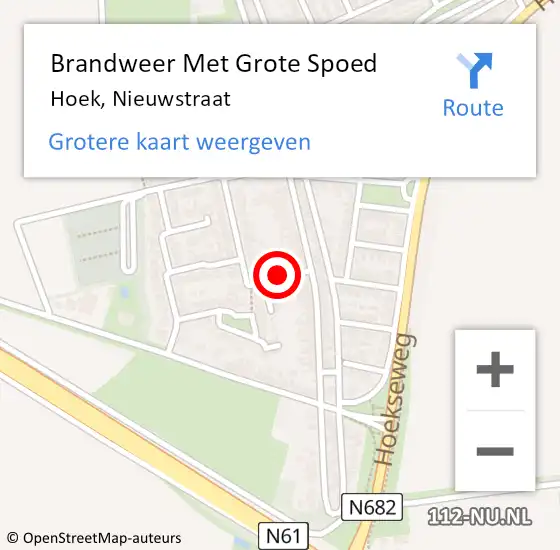 Locatie op kaart van de 112 melding: Brandweer Met Grote Spoed Naar Hoek, Nieuwstraat op 21 augustus 2022 22:28