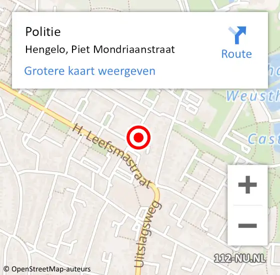 Locatie op kaart van de 112 melding: Politie Hengelo, Piet Mondriaanstraat op 21 augustus 2022 22:33