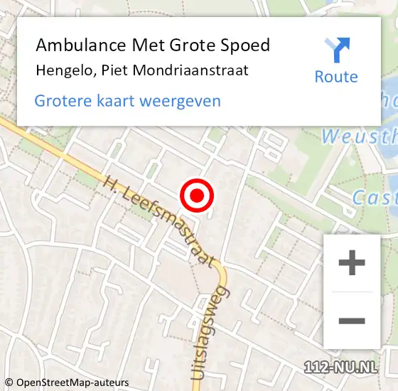 Locatie op kaart van de 112 melding: Ambulance Met Grote Spoed Naar Hengelo, Piet Mondriaanstraat op 21 augustus 2022 22:40