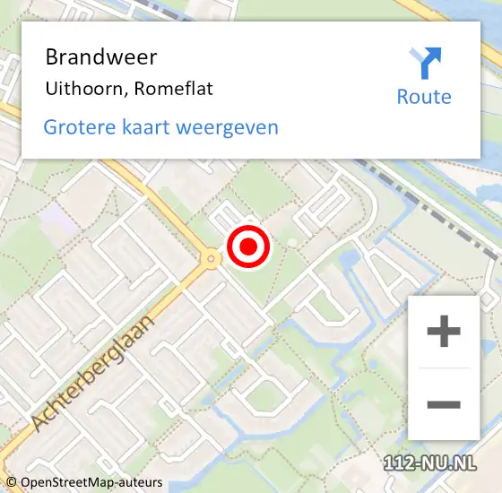 Locatie op kaart van de 112 melding: Brandweer Uithoorn, Romeflat op 21 augustus 2022 23:09