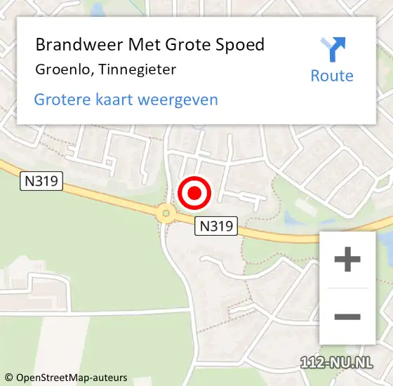 Locatie op kaart van de 112 melding: Brandweer Met Grote Spoed Naar Groenlo, Tinnegieter op 21 augustus 2022 23:28