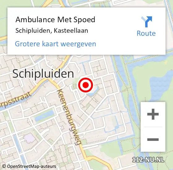 Locatie op kaart van de 112 melding: Ambulance Met Spoed Naar Schipluiden, Kasteellaan op 21 augustus 2022 23:33