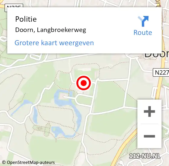 Locatie op kaart van de 112 melding: Politie Doorn, Langbroekerweg op 22 augustus 2022 00:10