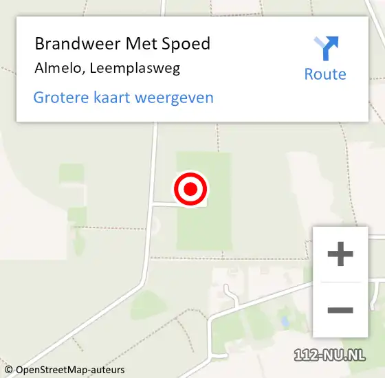 Locatie op kaart van de 112 melding: Brandweer Met Spoed Naar Almelo, Leemplasweg op 22 augustus 2022 00:29