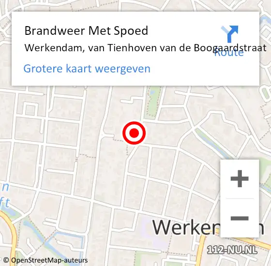 Locatie op kaart van de 112 melding: Brandweer Met Spoed Naar Werkendam, van Tienhoven van de Boogaardstraat op 22 augustus 2022 00:41