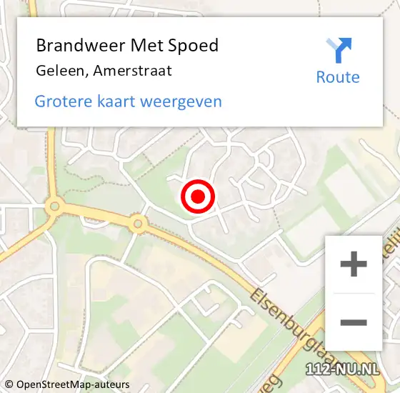 Locatie op kaart van de 112 melding: Brandweer Met Spoed Naar Geleen, Amerstraat op 22 augustus 2022 01:14