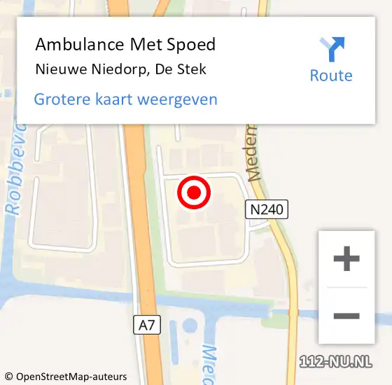 Locatie op kaart van de 112 melding: Ambulance Met Spoed Naar Nieuwe Niedorp, De Stek op 22 augustus 2022 01:44