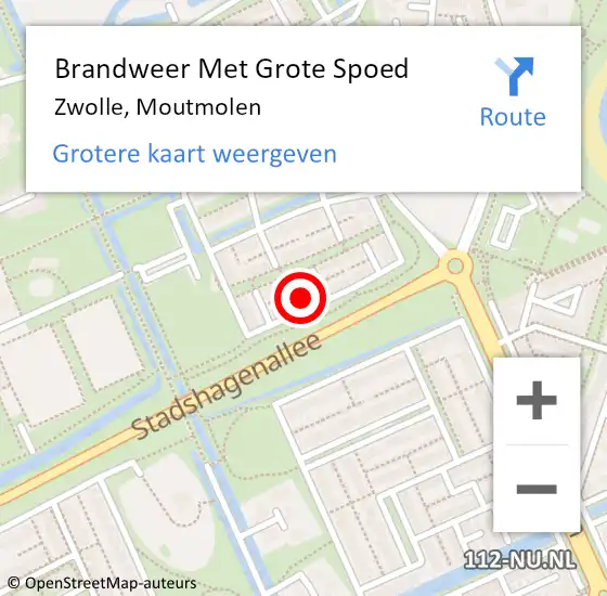 Locatie op kaart van de 112 melding: Brandweer Met Grote Spoed Naar Zwolle, Moutmolen op 22 augustus 2022 02:04