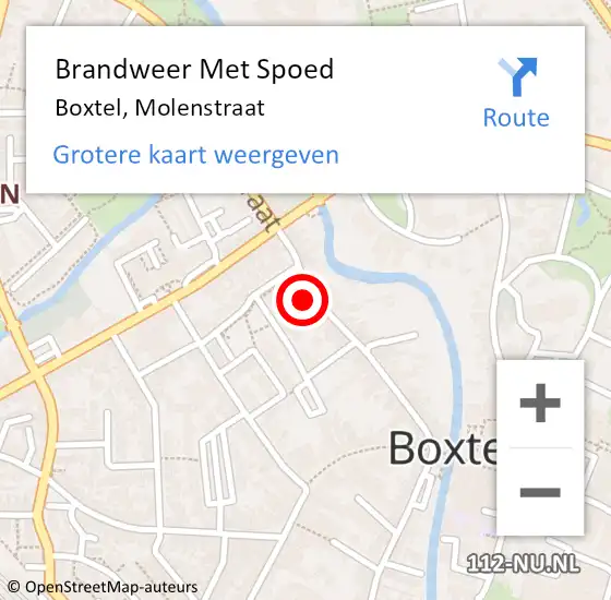 Locatie op kaart van de 112 melding: Brandweer Met Spoed Naar Boxtel, Molenstraat op 22 augustus 2022 02:09