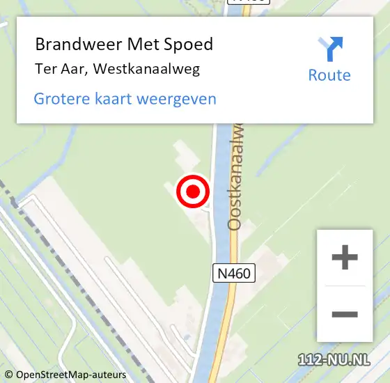 Locatie op kaart van de 112 melding: Brandweer Met Spoed Naar Ter Aar, Westkanaalweg op 27 juli 2014 08:08