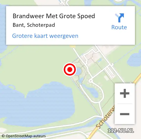 Locatie op kaart van de 112 melding: Brandweer Met Grote Spoed Naar Bant, Schoterpad op 22 augustus 2022 04:19