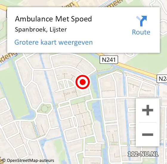 Locatie op kaart van de 112 melding: Ambulance Met Spoed Naar Spanbroek, Lijster op 22 augustus 2022 04:21