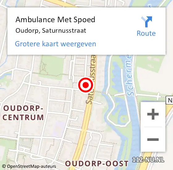 Locatie op kaart van de 112 melding: Ambulance Met Spoed Naar Oudorp, Saturnusstraat op 22 augustus 2022 05:31