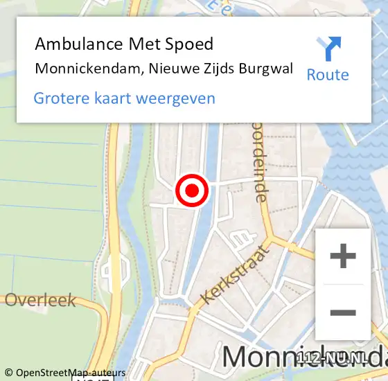 Locatie op kaart van de 112 melding: Ambulance Met Spoed Naar Monnickendam, Nieuwe Zijds Burgwal op 22 augustus 2022 06:27