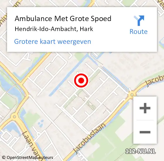 Locatie op kaart van de 112 melding: Ambulance Met Grote Spoed Naar Hendrik-Ido-Ambacht, Hark op 22 augustus 2022 07:26