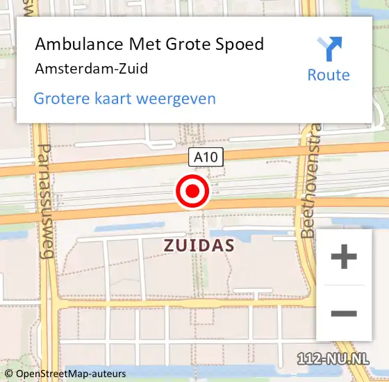 Locatie op kaart van de 112 melding: Ambulance Met Grote Spoed Naar Amsterdam-Zuid op 22 augustus 2022 07:28