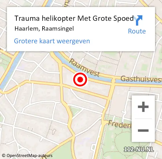 Locatie op kaart van de 112 melding: Trauma helikopter Met Grote Spoed Naar Haarlem, Raamsingel op 22 augustus 2022 07:42