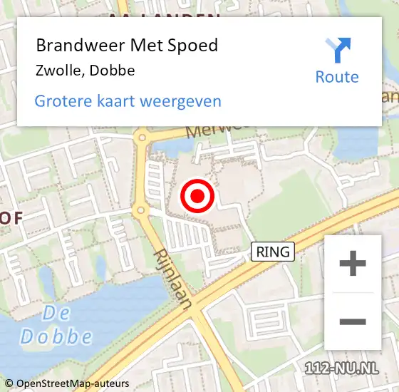 Locatie op kaart van de 112 melding: Brandweer Met Spoed Naar Zwolle, Dobbe op 22 augustus 2022 07:57