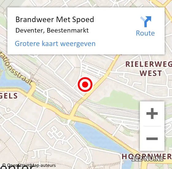 Locatie op kaart van de 112 melding: Brandweer Met Spoed Naar Deventer, Beestenmarkt op 22 augustus 2022 08:30