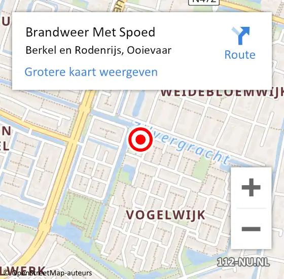 Locatie op kaart van de 112 melding: Brandweer Met Spoed Naar Berkel en Rodenrijs, Ooievaar op 22 augustus 2022 09:08