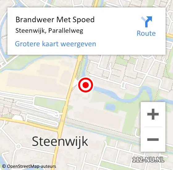 Locatie op kaart van de 112 melding: Brandweer Met Spoed Naar Steenwijk, Parallelweg op 22 augustus 2022 09:14