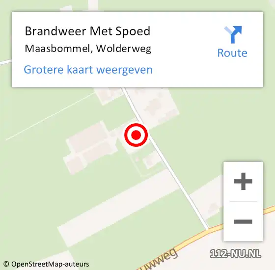 Locatie op kaart van de 112 melding: Brandweer Met Spoed Naar Maasbommel, Wolderweg op 22 augustus 2022 09:27