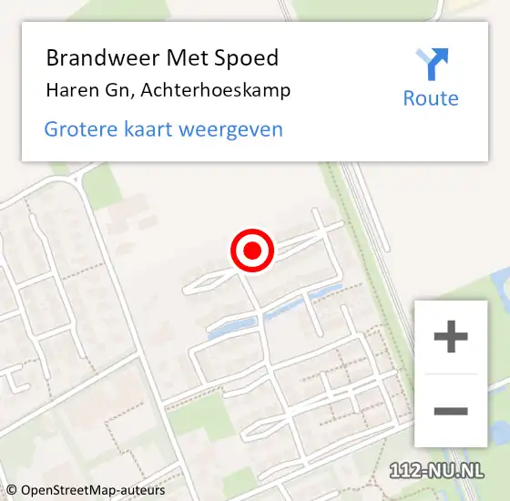 Locatie op kaart van de 112 melding: Brandweer Met Spoed Naar Haren Gn, Achterhoeskamp op 22 augustus 2022 09:44