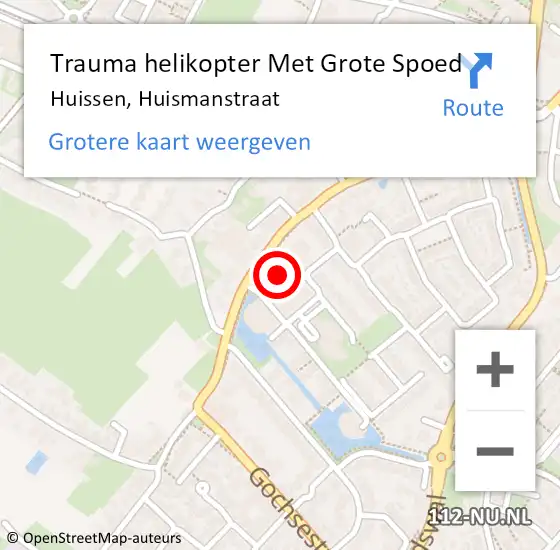 Locatie op kaart van de 112 melding: Trauma helikopter Met Grote Spoed Naar Huissen, Huismanstraat op 22 augustus 2022 09:47