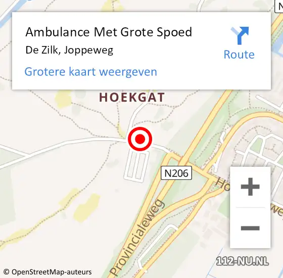 Locatie op kaart van de 112 melding: Ambulance Met Grote Spoed Naar De Zilk, Joppeweg op 22 augustus 2022 09:49