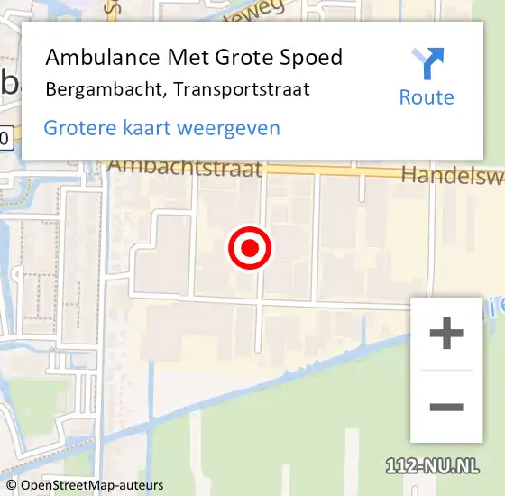 Locatie op kaart van de 112 melding: Ambulance Met Grote Spoed Naar Bergambacht, Transportstraat op 22 augustus 2022 10:03