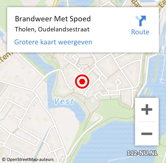 Locatie op kaart van de 112 melding: Brandweer Met Spoed Naar Tholen, Oudelandsestraat op 22 augustus 2022 10:18