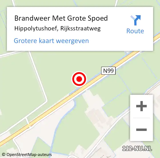 Locatie op kaart van de 112 melding: Brandweer Met Grote Spoed Naar Hippolytushoef, Rijksstraatweg op 22 augustus 2022 10:22