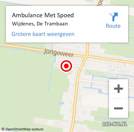 Locatie op kaart van de 112 melding: Ambulance Met Spoed Naar Wijdenes, De Trambaan op 22 augustus 2022 10:26