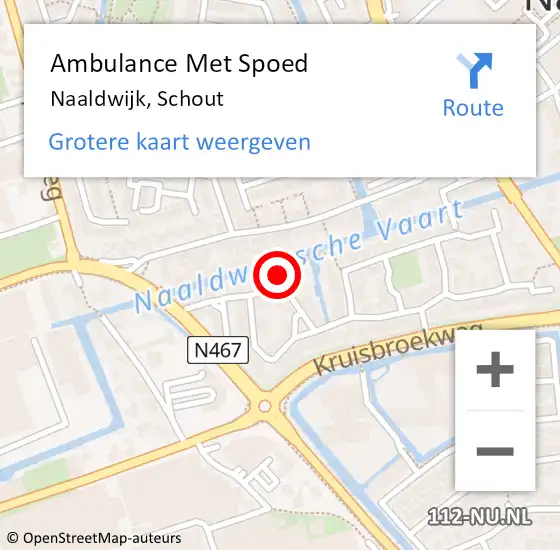 Locatie op kaart van de 112 melding: Ambulance Met Spoed Naar Naaldwijk, Schout op 22 augustus 2022 10:40