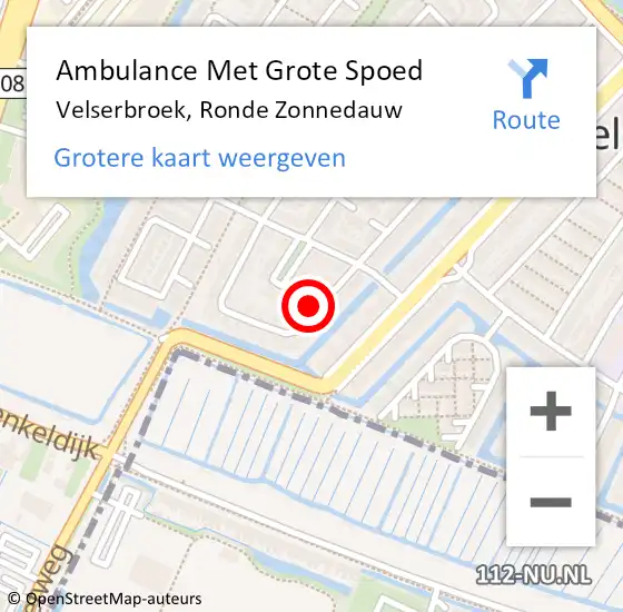 Locatie op kaart van de 112 melding: Ambulance Met Grote Spoed Naar Velserbroek, Ronde Zonnedauw op 22 augustus 2022 10:50