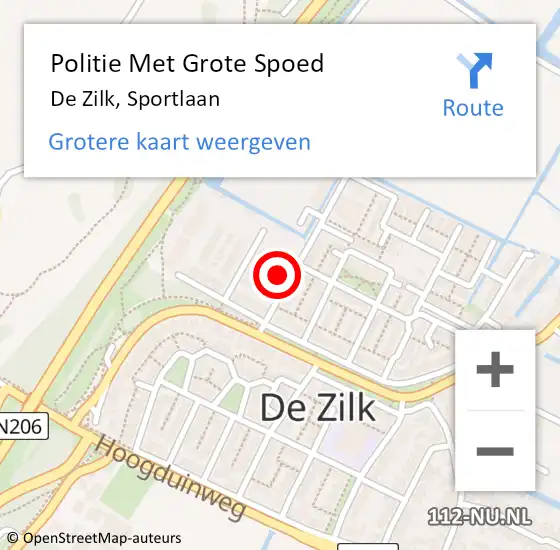 Locatie op kaart van de 112 melding: Politie Met Grote Spoed Naar De Zilk, Sportlaan op 22 augustus 2022 11:00